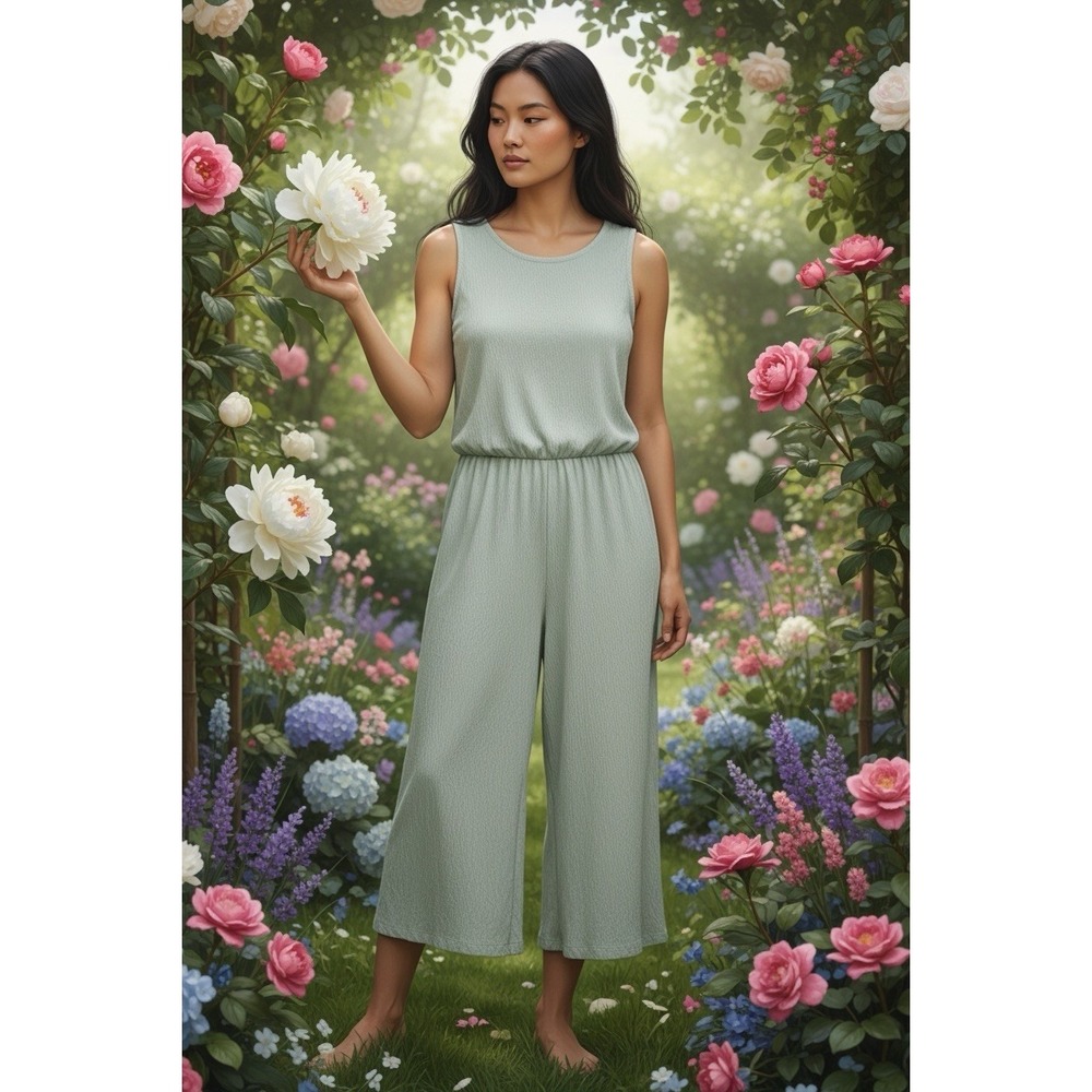 Sunday In Brooklyn Jumpsuit‎ Women Size Medium Stretch Linen Blend